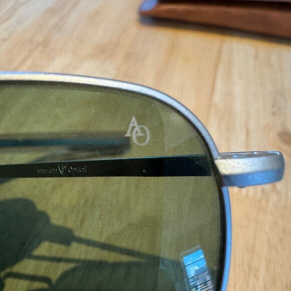 American Optical Original Pilot Sunglasses - 52mm - Matte Silver/Green Glass - Picture 3 of 3